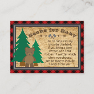 Tarjeta De Recepción Pequeño Baby Shower de Lumberjack con libro