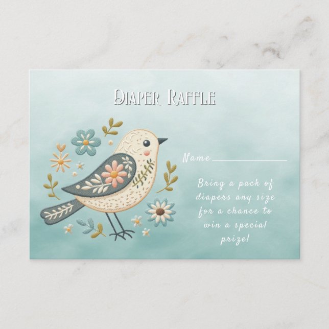 Tarjeta De Recepción Pequeño Baby Shower floral de aves verdes (Anverso)