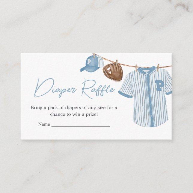 Tarjeta De Recepción Pequeño blogger de béisbol Baby Shower Diaper Raff (Anverso)