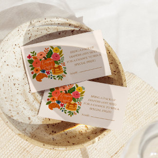 Tarjeta De Recepción Pequeño boleto de calabaza Baby Shower Diaper Raff