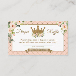 Tarjeta De Recepción Pequeño boleto de princesa Blush Floral Diaper
