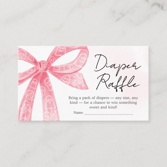 Tarjeta De Recepción Pequeño Boo Rosa Halloween BabyShower Diaper Raffl (Anverso)