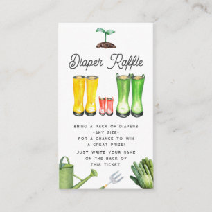 Tarjeta De Recepción Pequeño brote rojo jardinería botas Diaper Raffle