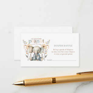 Tarjeta De Recepción Pequeño cacahuete bebé elefante azul Diaper Raffle