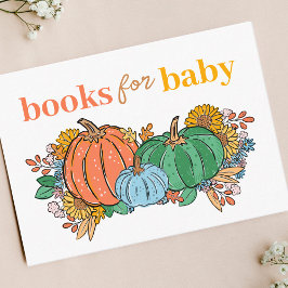 Tarjeta De Recepción Pequeño calabaza azul libros otoñales para el bebé