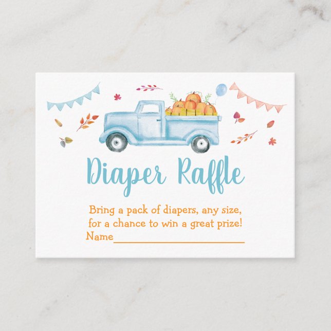 Tarjeta De Recepción Pequeño Camión Baby Shower Diaper Raffle (Anverso)
