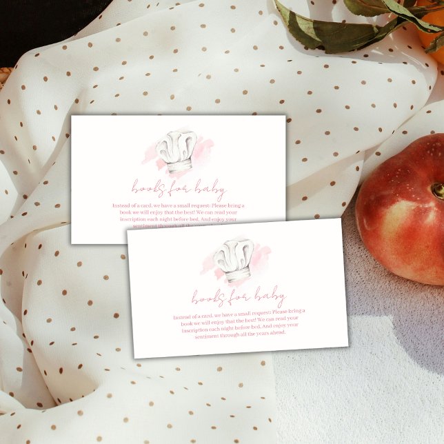 Tarjeta De Recepción Pequeño Chef Pink Simple Moderno Books Baby Shower (Pink Simple Modern Little Chef Books Baby Shower Enclosure Card)
