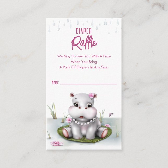 Tarjeta De Recepción Pequeño Chica de aventuras del río Hippo Baby Show (Anverso)