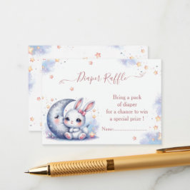 Tarjeta De Recepción Pequeño conejito blanco lindo sentado en la luna