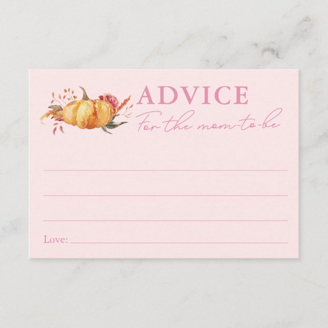 Tarjeta De Recepción Pequeño consejo de Baby Shower floral de calabaza  (Anverso)