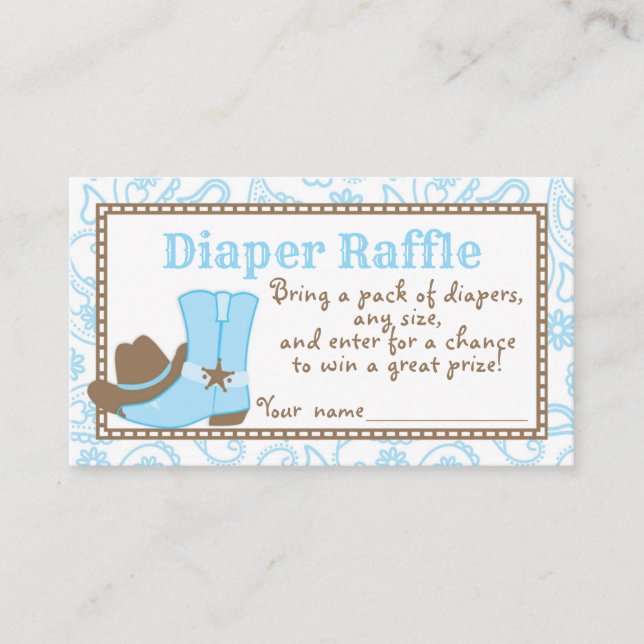 Tarjeta De Recepción Pequeño Cowboy Baby Shower Diaper Raffle Ticket (Anverso)