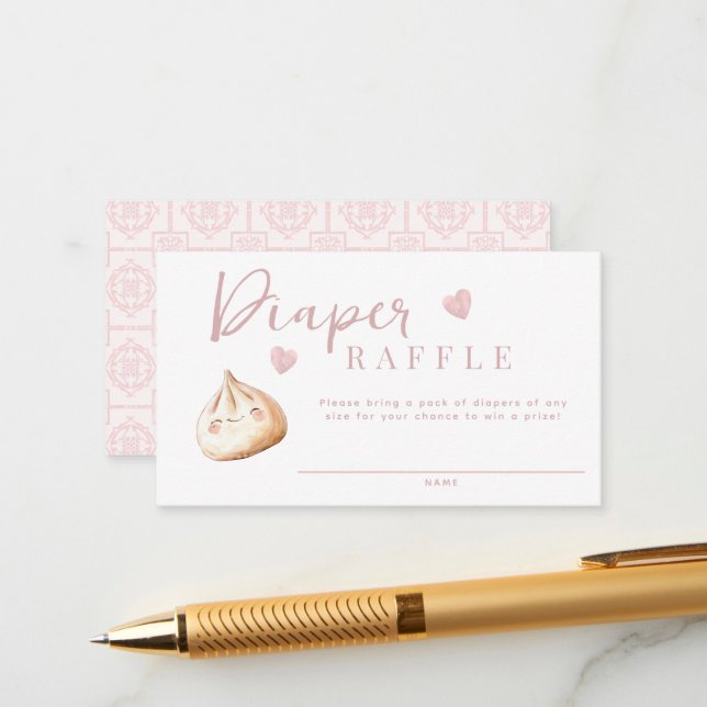 Tarjeta De Recepción Pequeño desmoronador del pañal Baby Shower rosado  (Anverso/Reverso In Situ)