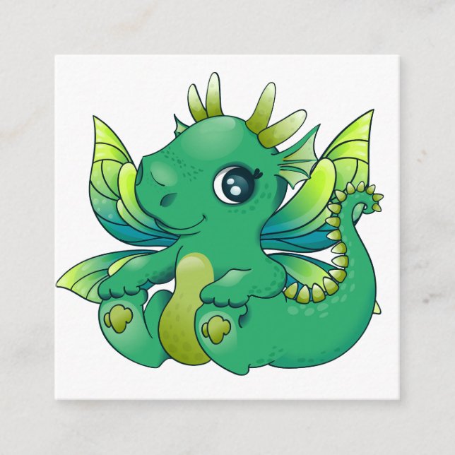 Tarjeta De Recepción Pequeño dragón verde suave con alas amarillas (Anverso)