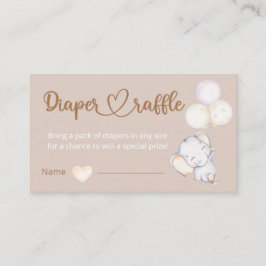 Tarjeta De Recepción Pequeño Elefante acuarela Diaper Raffle