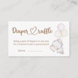 Tarjeta De Recepción Pequeño Elefante acuarela Diaper Raffle