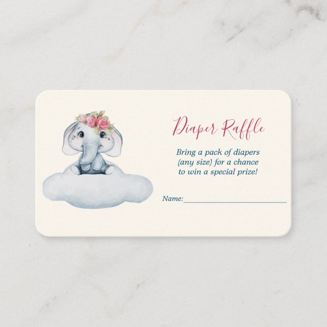 Tarjeta De Recepción Pequeño elefante cutáneo Diaper Raffle (Anverso)