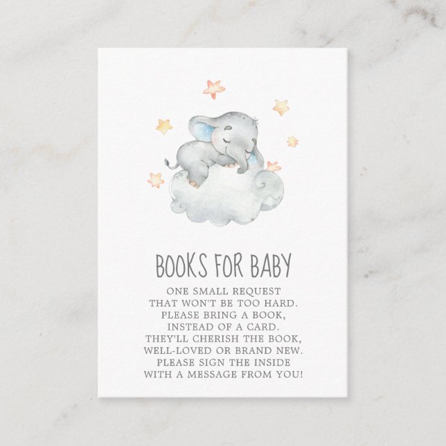 Tarjeta De Recepción Pequeño elefante: Libros de Baby Shower para bebé (Anverso)
