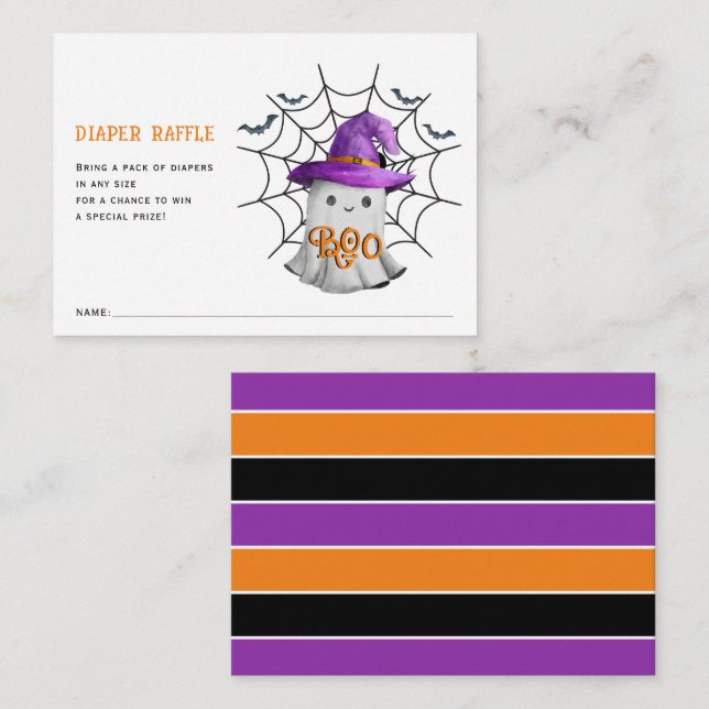 Tarjeta De Recepción Pequeño fantasma Diaper raffre bebé ducha (Anverso / Reverso)