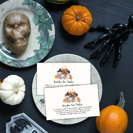 Tarjeta De Recepción Pequeño Gato De Bote En Libros De Gorras De Brujas