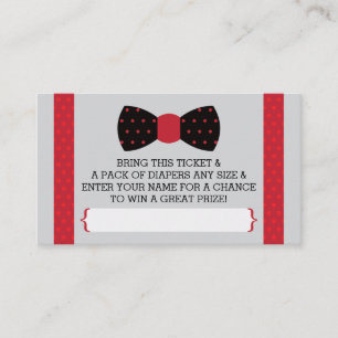 Tarjeta De Recepción Pequeño Hombre Diaper Raffle Ticket, Negro, Rojo