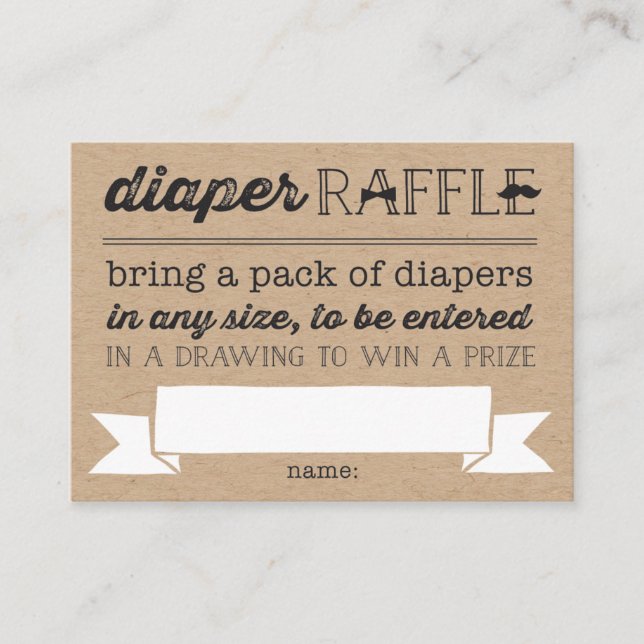 Tarjeta De Recepción Pequeño Hombre Mustache Cute Diaper Raffle Ticket  (Anverso)