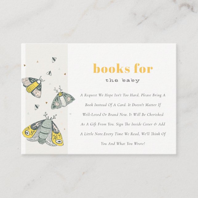 Tarjeta De Recepción Pequeño Libro De Brotes De Gris Amarillo Para Baby (Anverso)