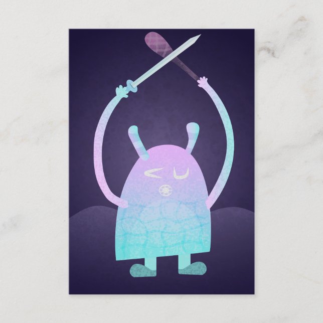Tarjeta De Recepción Pequeño Monstruo Azul (Anverso)
