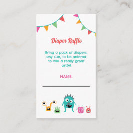 Tarjeta De Recepción Pequeño Monstruo Diaper Raffle Baby Shower Cute