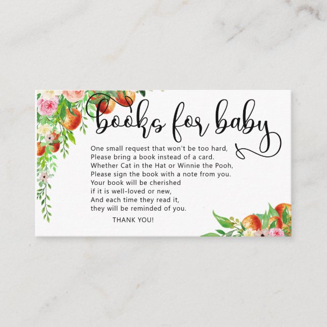 Tarjeta De Recepción Pequeño naranja cutie libros para la ducha para be (Anverso)