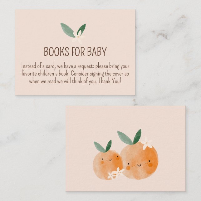 Tarjeta De Recepción Pequeño Naranja de Cutie Citrus Baby Shower Libros (Anverso / Reverso)