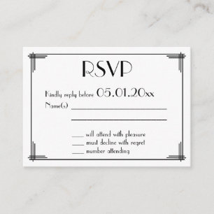 Tarjeta De Recepción Pequeño negro Gran Gatsby Art Deco Wedding RSVP