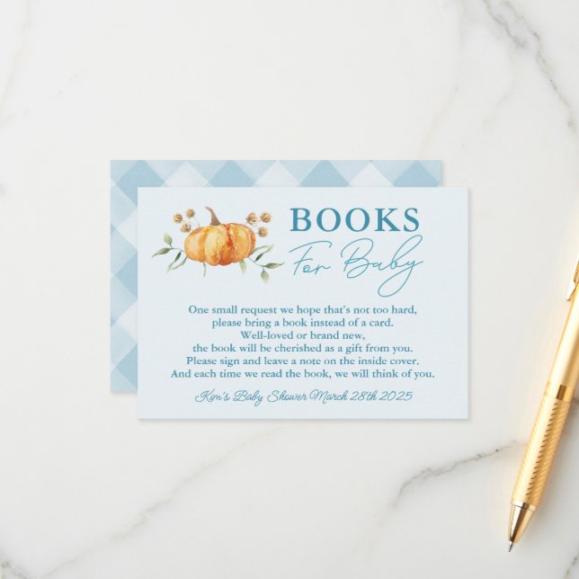 Tarjeta De Recepción Pequeño niño de calabaza: Libros de Baby Shower pa (Anverso/Reverso In Situ)