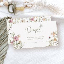 Tarjeta De Recepción Pequeño pañal de flores silvestres Raffle Chica Ba