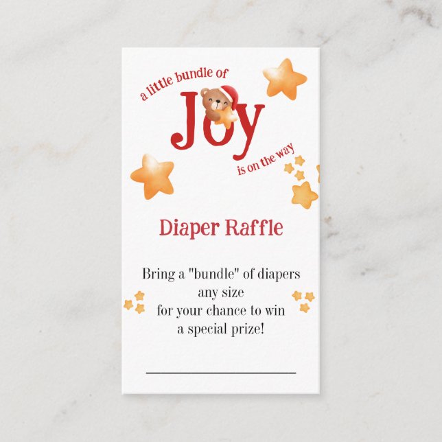 Tarjeta De Recepción Pequeño paquete de joy Bear Diaper Raffle (Anverso)