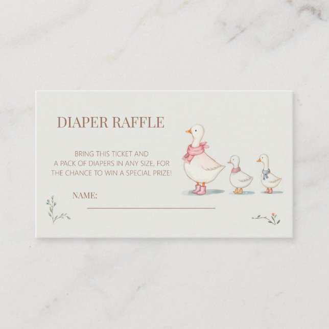 Tarjeta De Recepción pequeño pato Baby Shower Diaper Raffle (Anverso)