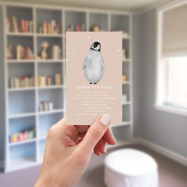 Tarjeta De Recepción PEQUEÑO Pingüino Invierno Pink Baby Shower Solicit