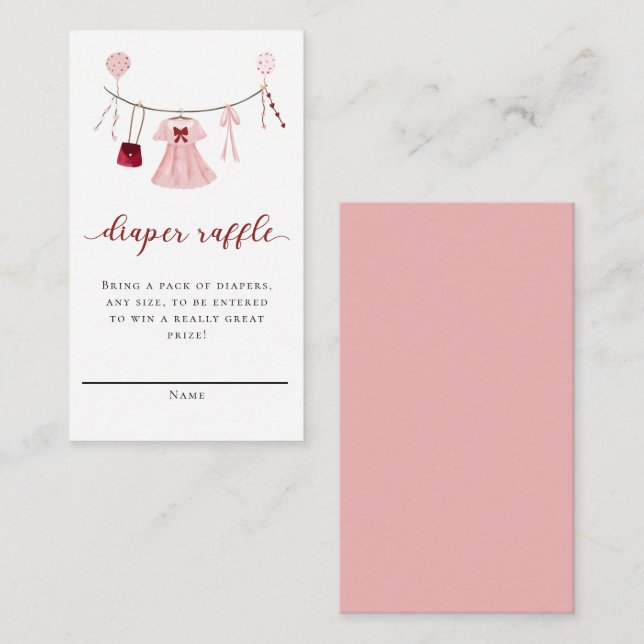 Tarjeta De Recepción Pequeño querido Baby Shower Diaper Raffle (Anverso / Reverso)
