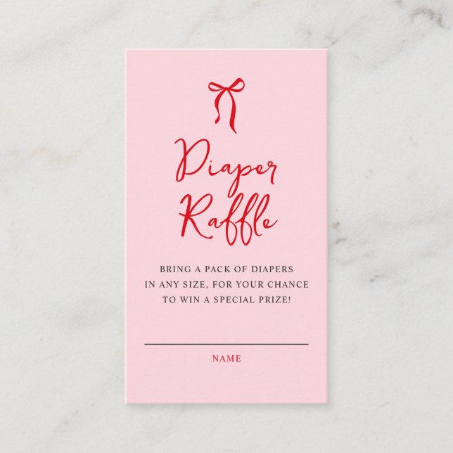 Tarjeta De Recepción Pequeño querido Diaper Raffle Chica Baby Shower (Anverso)