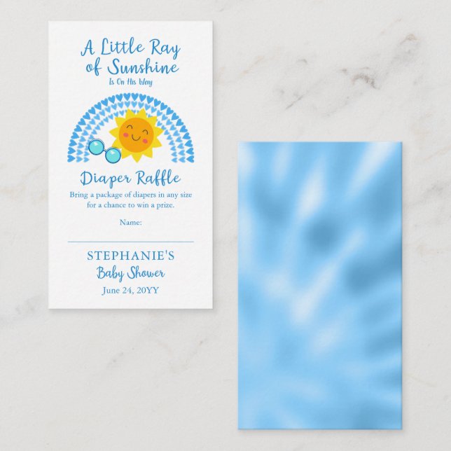 Tarjeta De Recepción Pequeño rayo de sol Baby Shower Diaper Raffle (Anverso / Reverso)