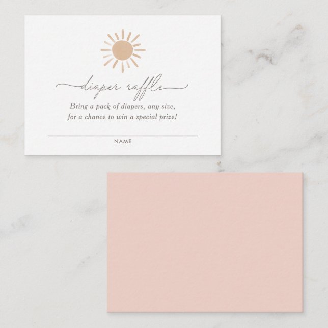 Tarjeta De Recepción Pequeño rayo de sol Baby Shower Diaper Raffle (Anverso / Reverso)