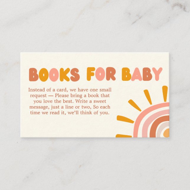Tarjeta De Recepción Pequeño rayo de sol Boho libros de sol para bebé (Anverso)