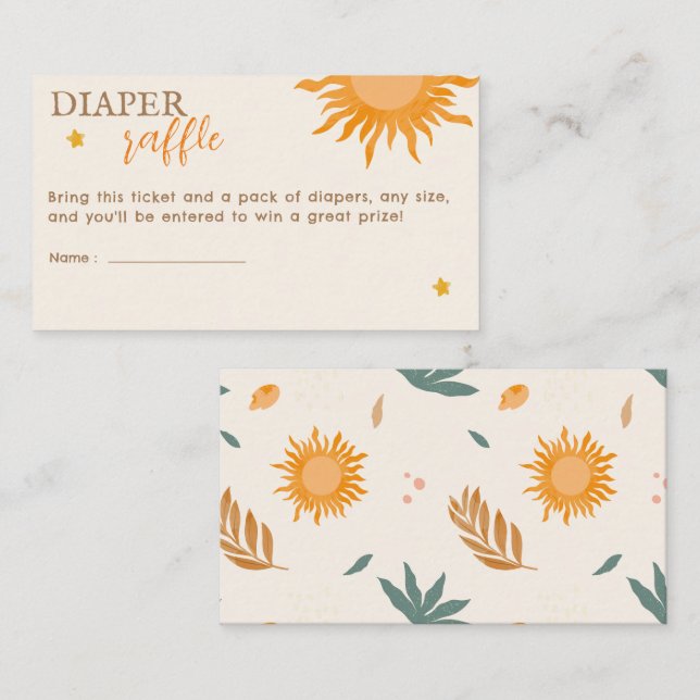 Tarjeta De Recepción Pequeño rayo de sol Diaper Raffle Ducha bebé (Anverso / Reverso)
