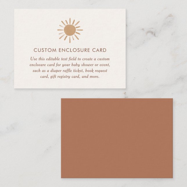 Tarjeta De Recepción Pequeño rayo de sol Personalizado de Baby Shower (Anverso / Reverso)