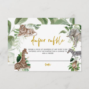 Tarjeta De Recepción Pequeño safari Baby Shower Diaper Raffle