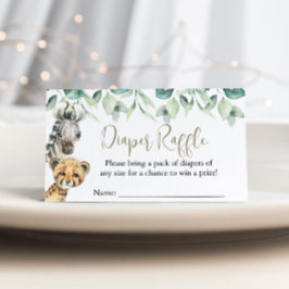 Tarjeta De Recepción Pequeño salvaje un Safari Baby Shower Diaper Raffl