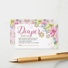 Tarjeta De Recepción Pequeño Snowflake Floral Diaper Raffle Baby Shower