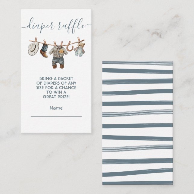 Tarjeta De Recepción Pequeño Vaquero Ropa Diaper Raffle (Anverso / Reverso)