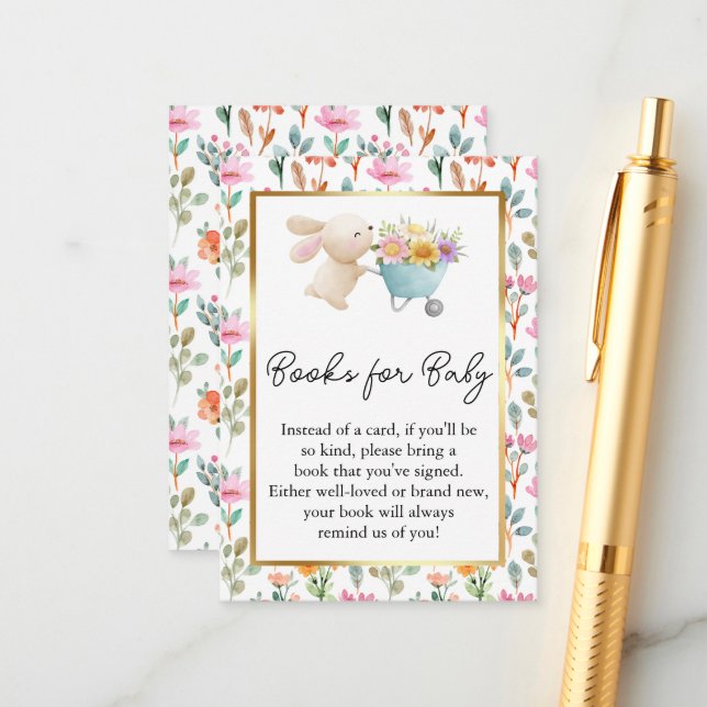 Tarjeta De Recepción Pequeños conejitos de flores silvestres para bebé (Anverso/Reverso In Situ)