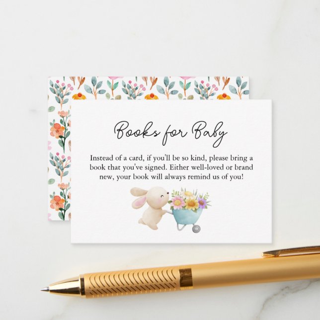 Tarjeta De Recepción Pequeños conejitos de flores silvestres para bebé (Anverso/Reverso In Situ)