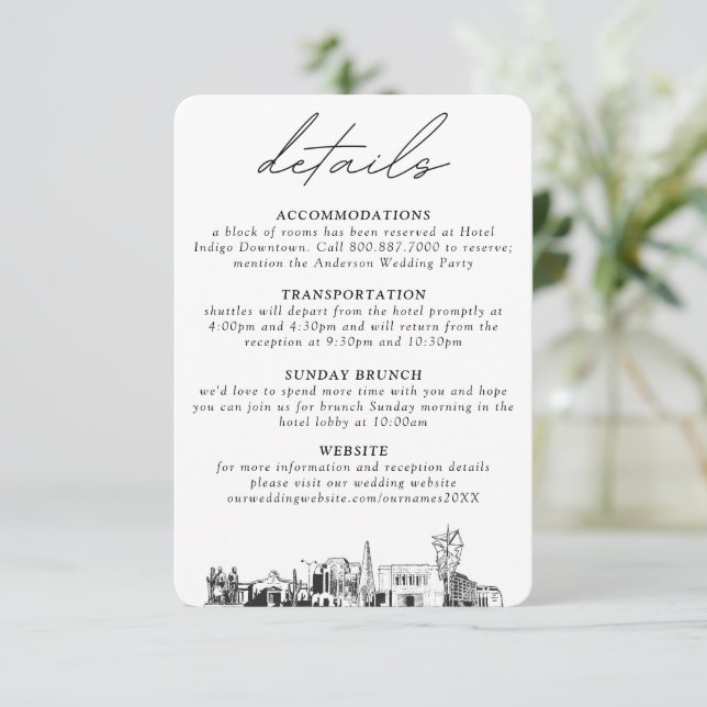 Tarjeta De Recepción Pequeños detalles verticales del Boda de Mesa Ariz (Anverso de pie)